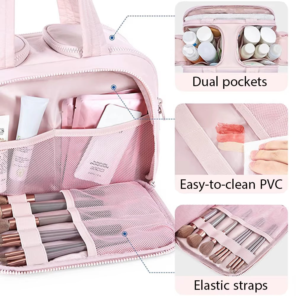 Ultimate Large Capacity Cosmetic Bag for Women - Stylish Travel Toiletry Organizer with Waterproof Design